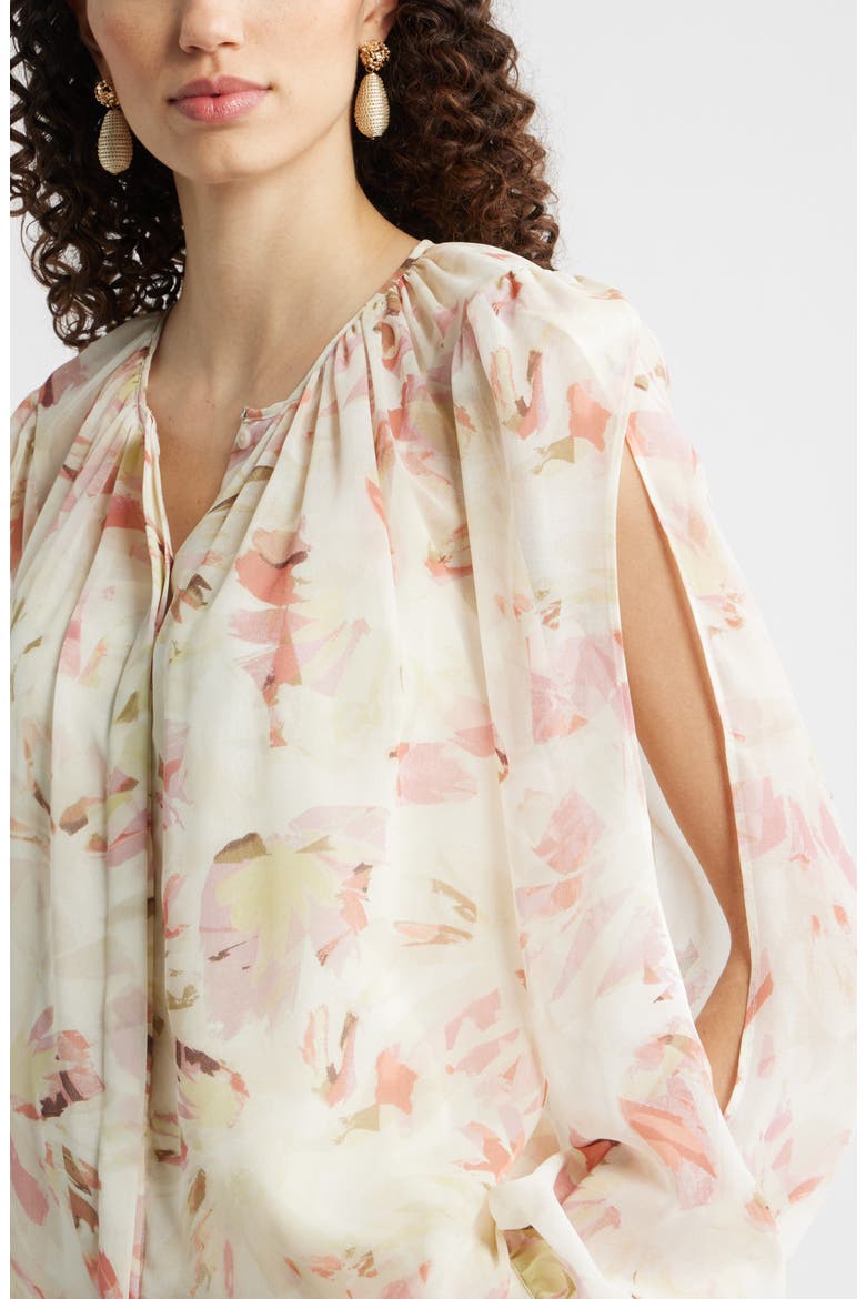 Split Sleeve Top, Alternate, color, IVORY-PINK CANVAS BLOOM
