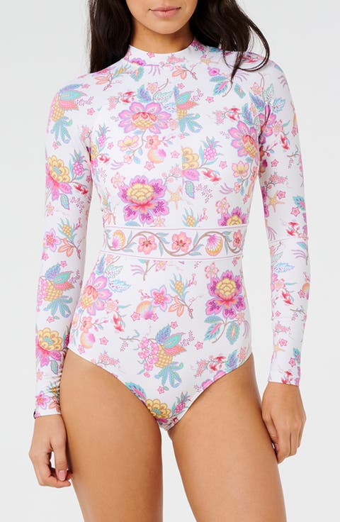 Half Moon Bay Long Sleeve One-Piece Rashguard Swimsuit