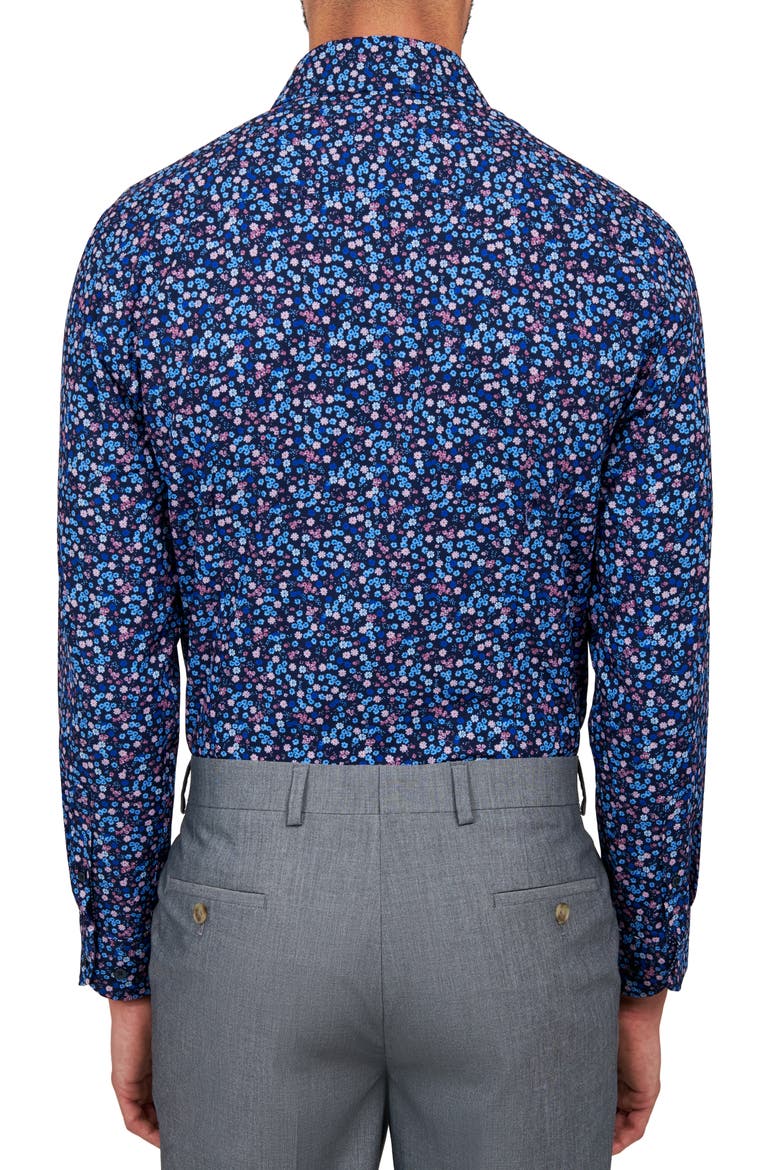 Liberty Floral Print Stretch Performance Dress Shirt, Alternate, color, NAVY