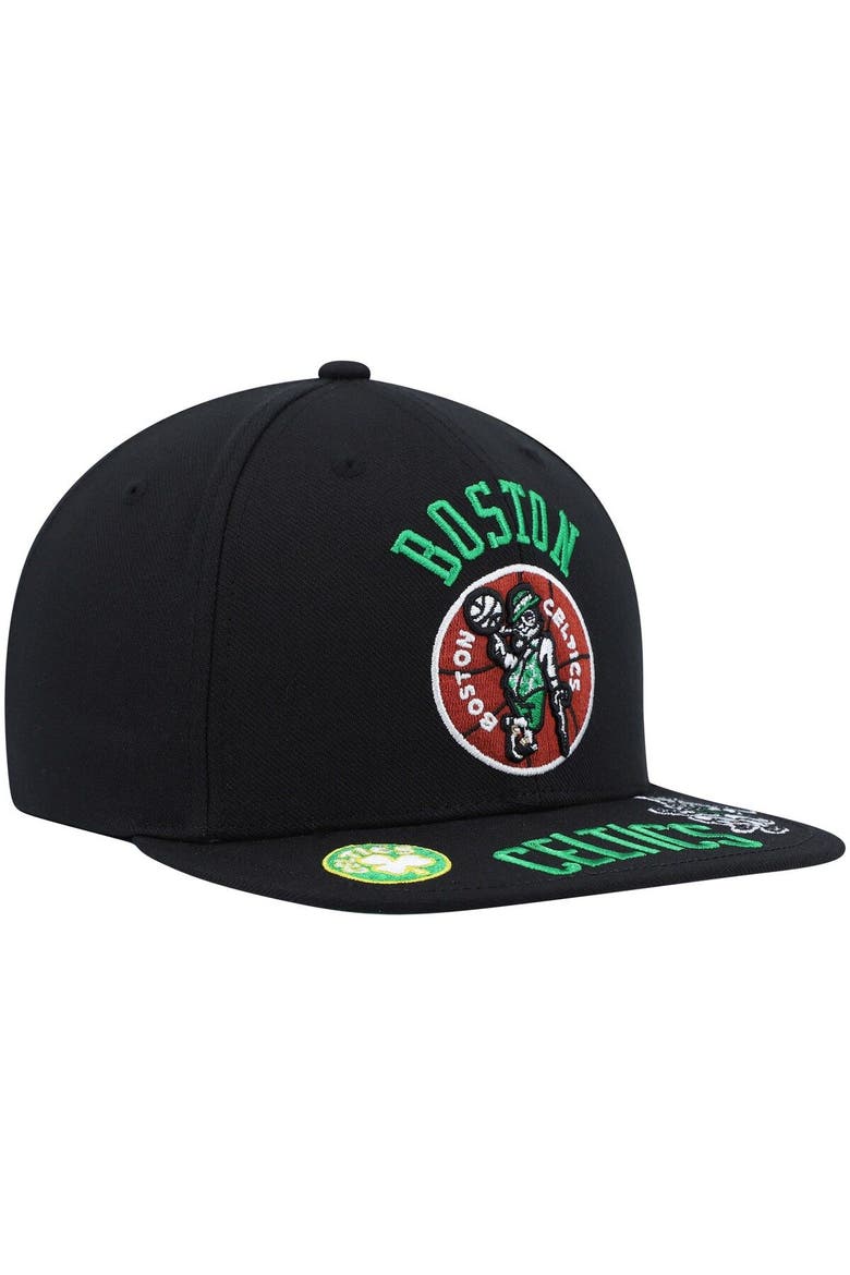 Men's Mitchell & Ness Black Boston Celtics Hardwood Classics Front Loaded Snapback Hat, Alternate, color, Black