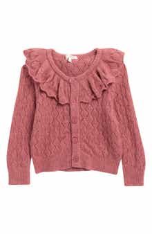 Kids' Ruffle Diamond Pointelle Cardigan