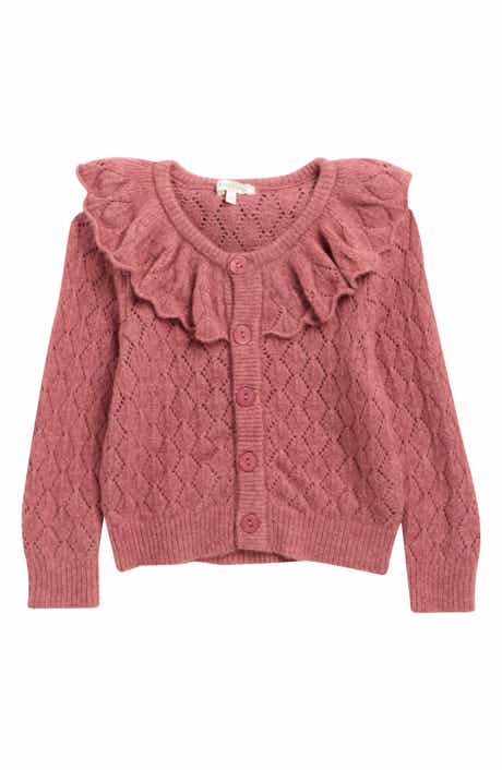Kids' Ruffle Diamond Pointelle Cardigan