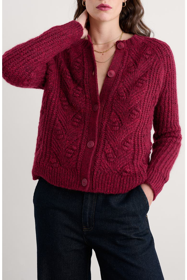Sand Thistle Wool & Mohair Blend Cardigan, Main, color, KNIT MELANGE JAM
