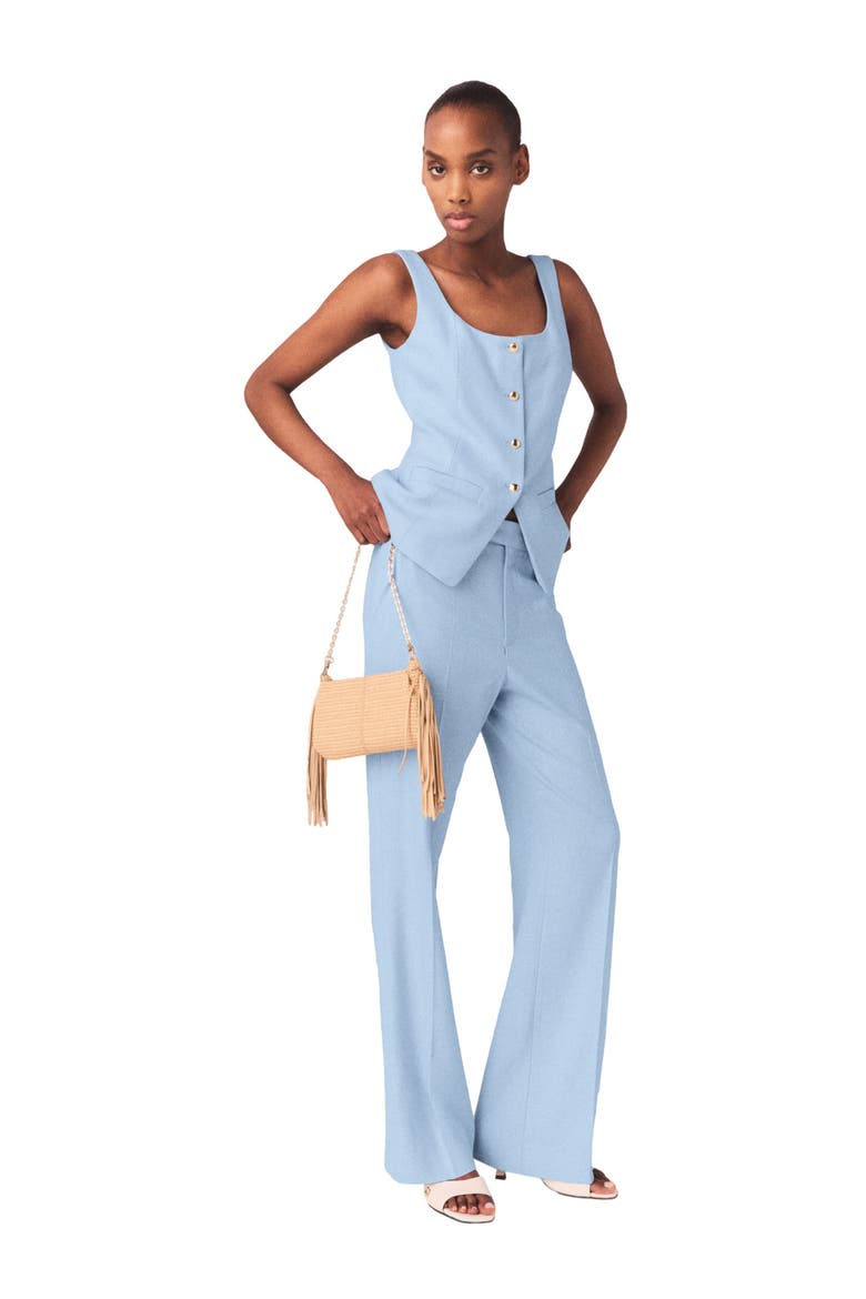 Suit trousers with pleats, Alternate, color, Blue sky