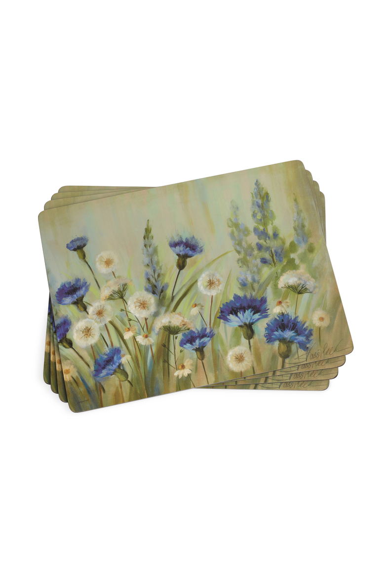 Fleur Des Champs Set of 4 Cork Back Placemats, Main, color, Fleur Des Champs
