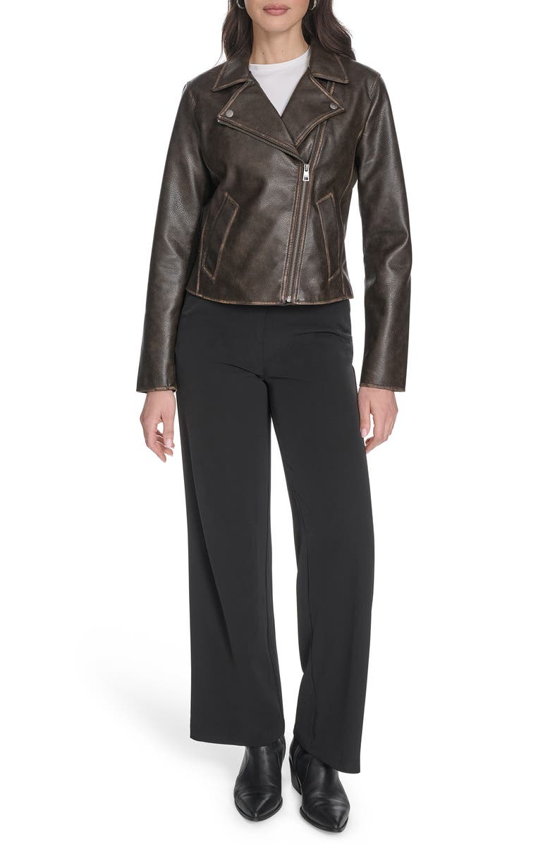 Levi's Women's Essential Faux Leather Moto Jacket, Alternate, color, Brown