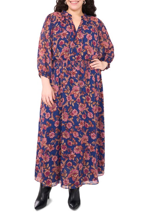 Metallic Floral Maxi Dress (Plus)