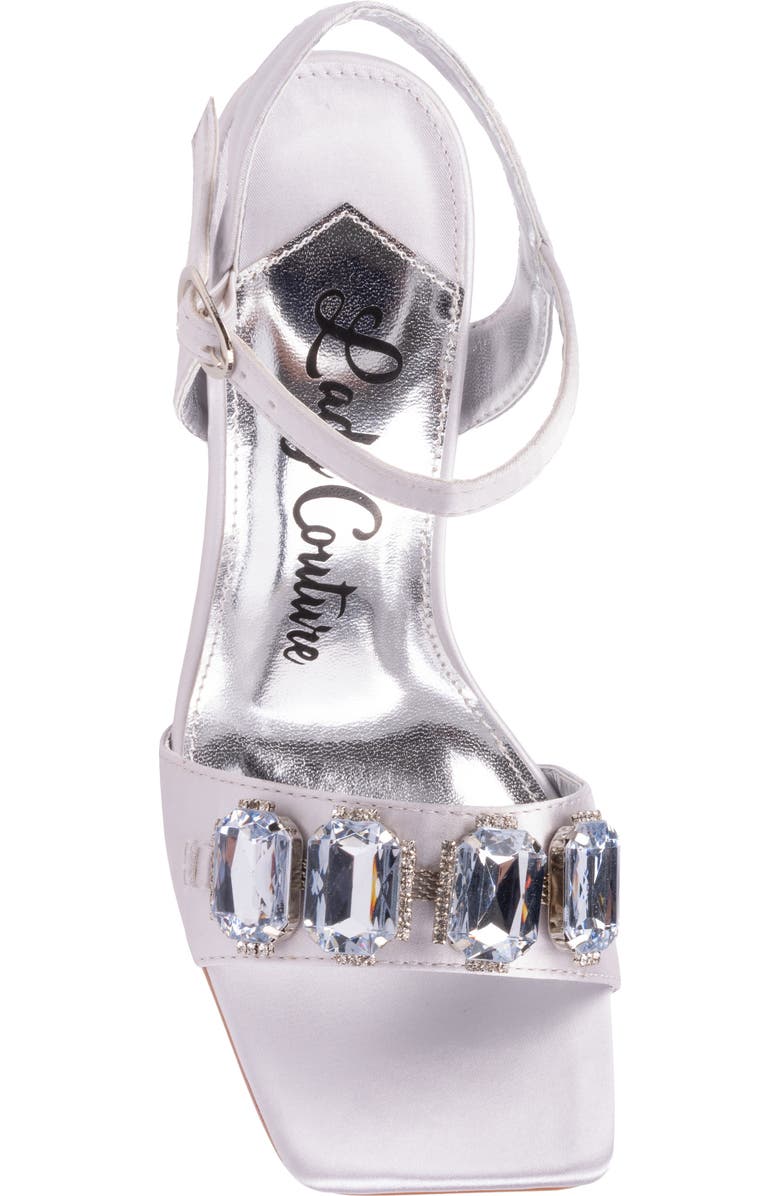 LADY COUTURE Rhinestone Ankle Strap Sandal, Alternate, color, Silver