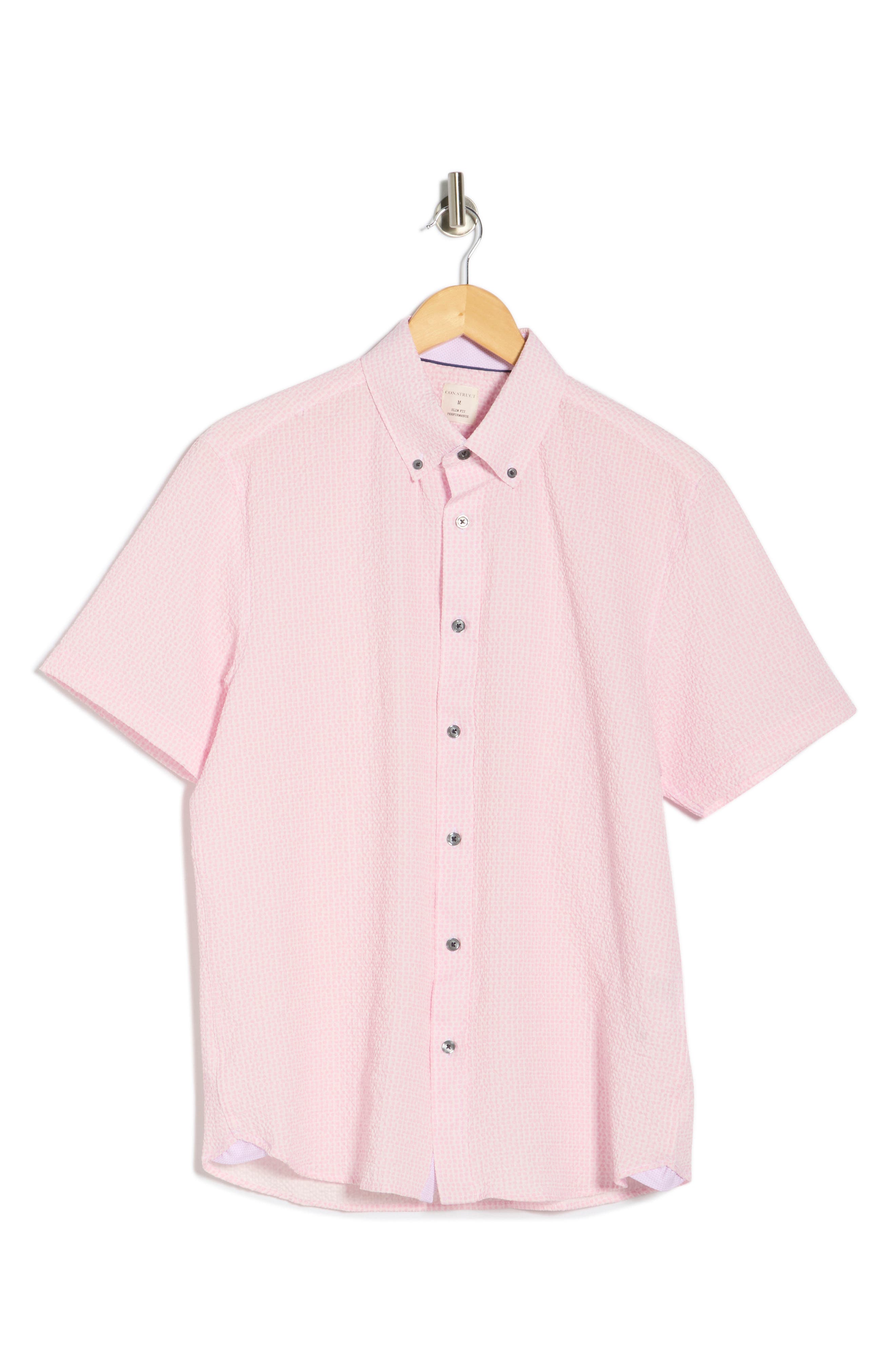 CONSTRUCT Seersucker Short Sleeve Button-Up Shirt