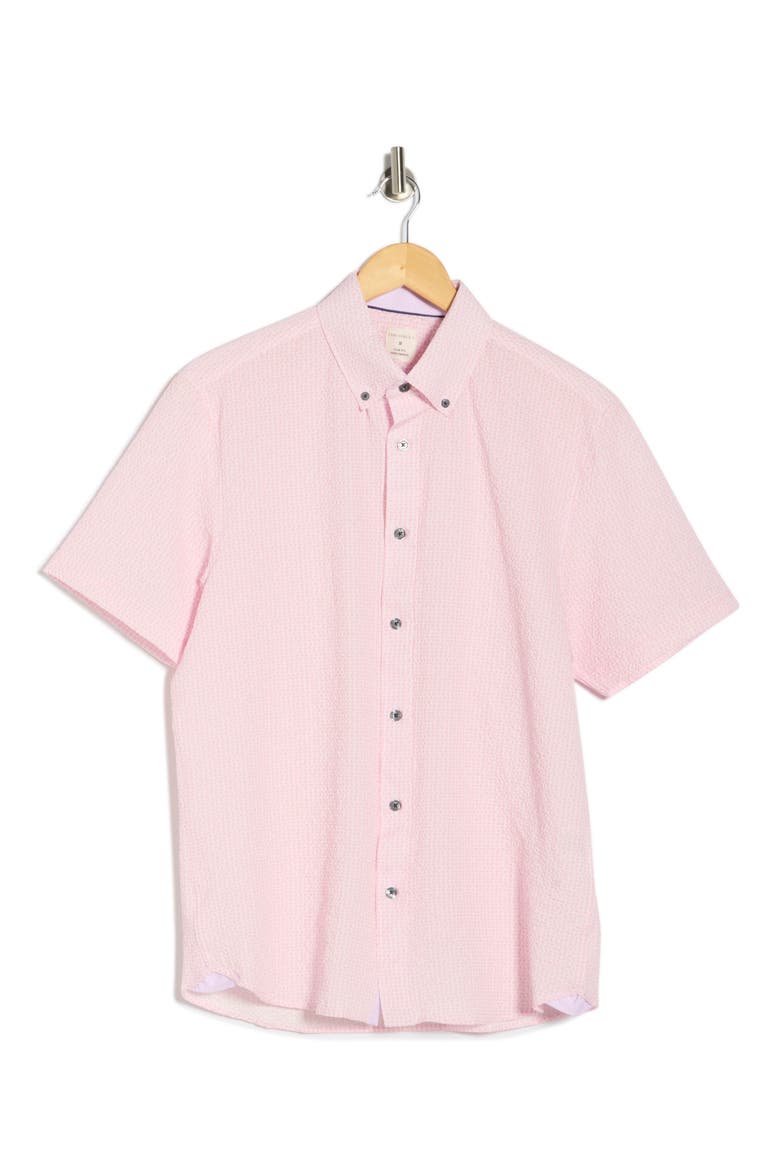 Seersucker Short Sleeve Button-Up Shirt, Alternate, color, LIGHT PINK