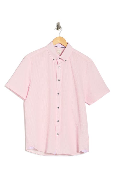 Seersucker Short Sleeve Button-Up Shirt