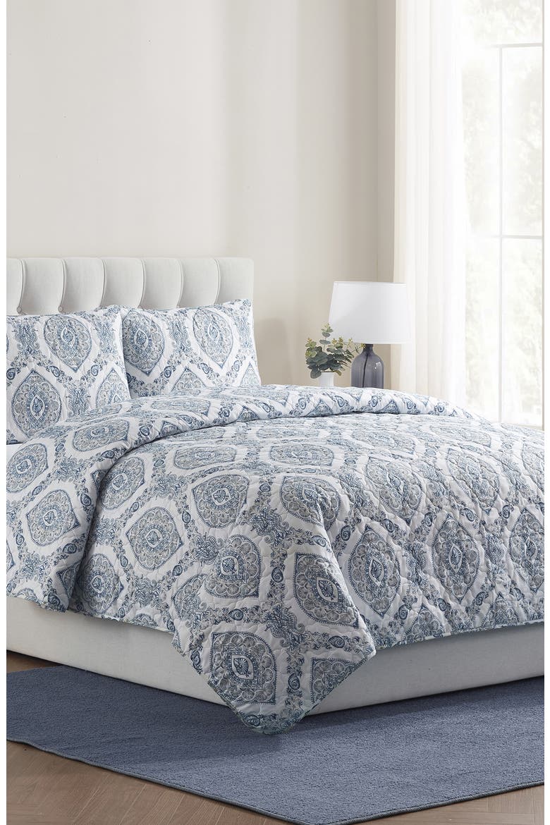 Sea Damask 3-Piece Quilt Set, Alternate, color, BLUE/ MULTI