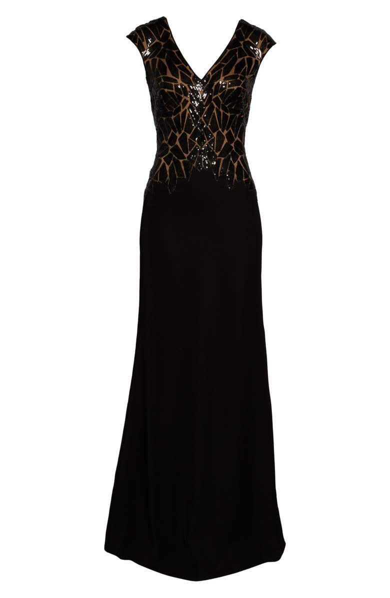 Tadashi Shoji Sequin & Crepe Evening Dress, Alternate, color,