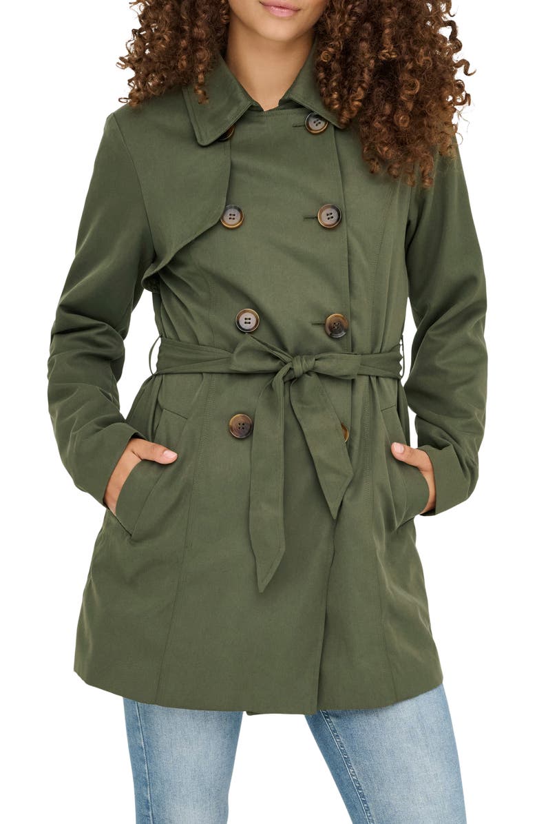 Only Valerie Water Resistant Trench Coat, Main, color, Grape Leaf