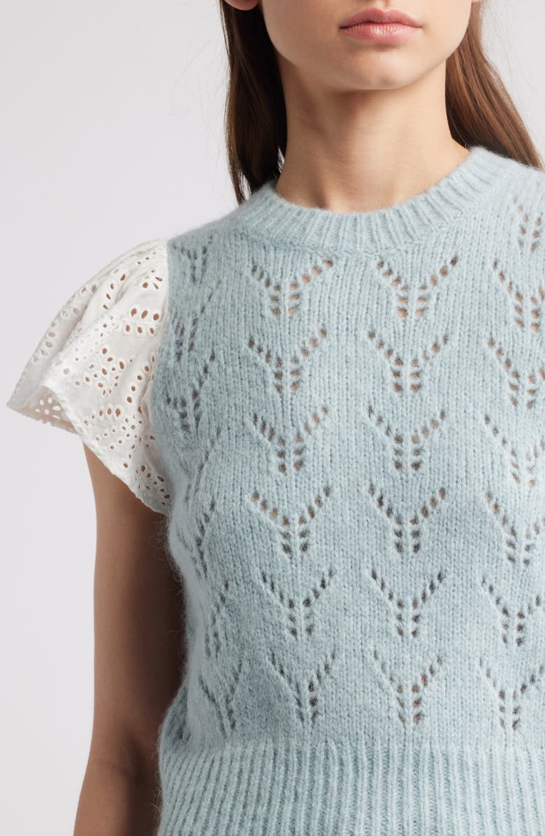 Rails Everly Flutter Sleeve Pointelle Sweater, Alternate, color, 