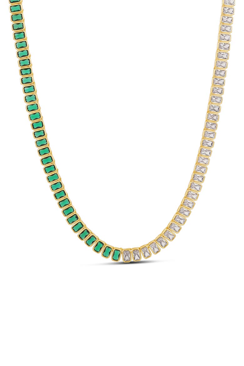Half and Half Tennis Necklace, Main, color, GOLD/ EMERALD