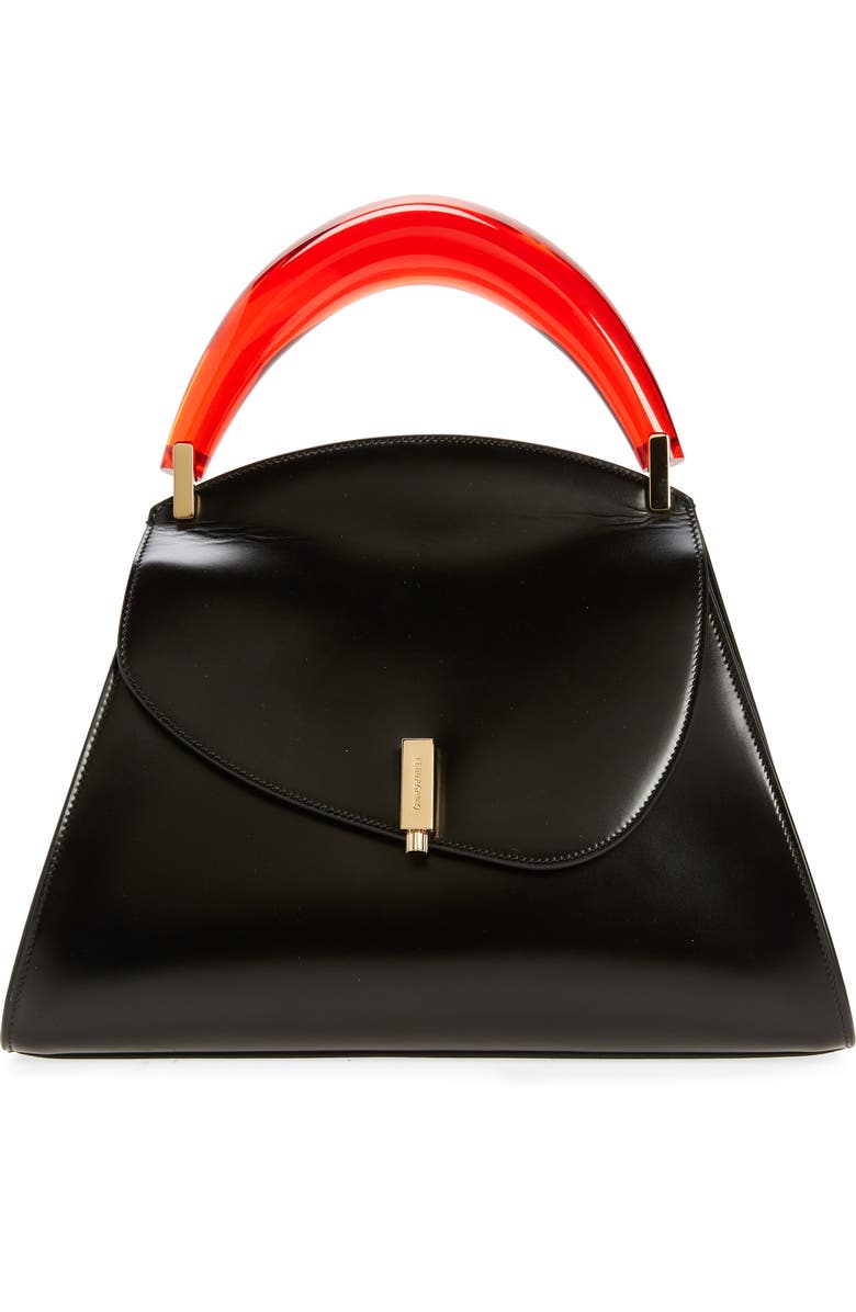 FERRAGAMO Prism Leather Top-Handle Bag, Main, color,