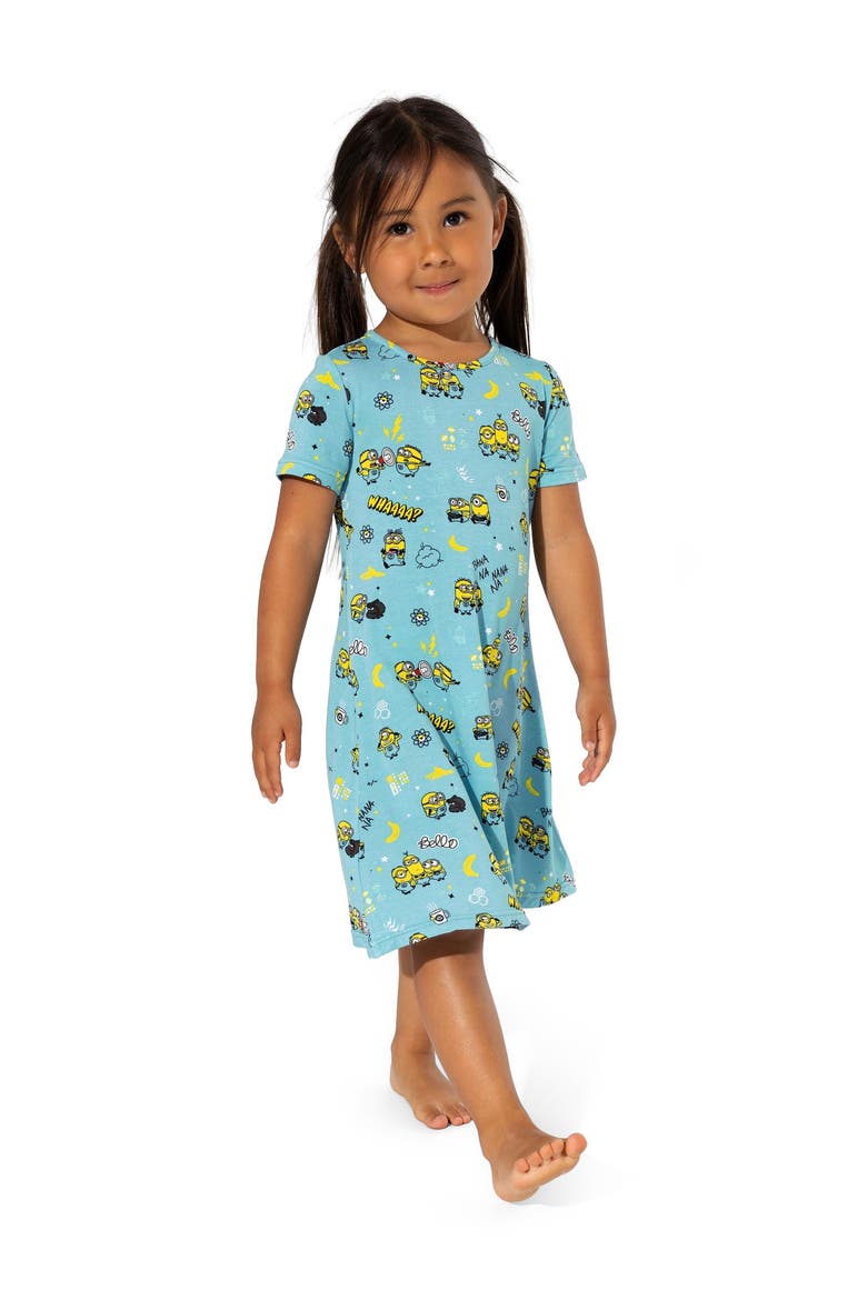 Kids' Minions Bello Banana Short Sleeve Dress, Alternate, color, Minions Bello Banana