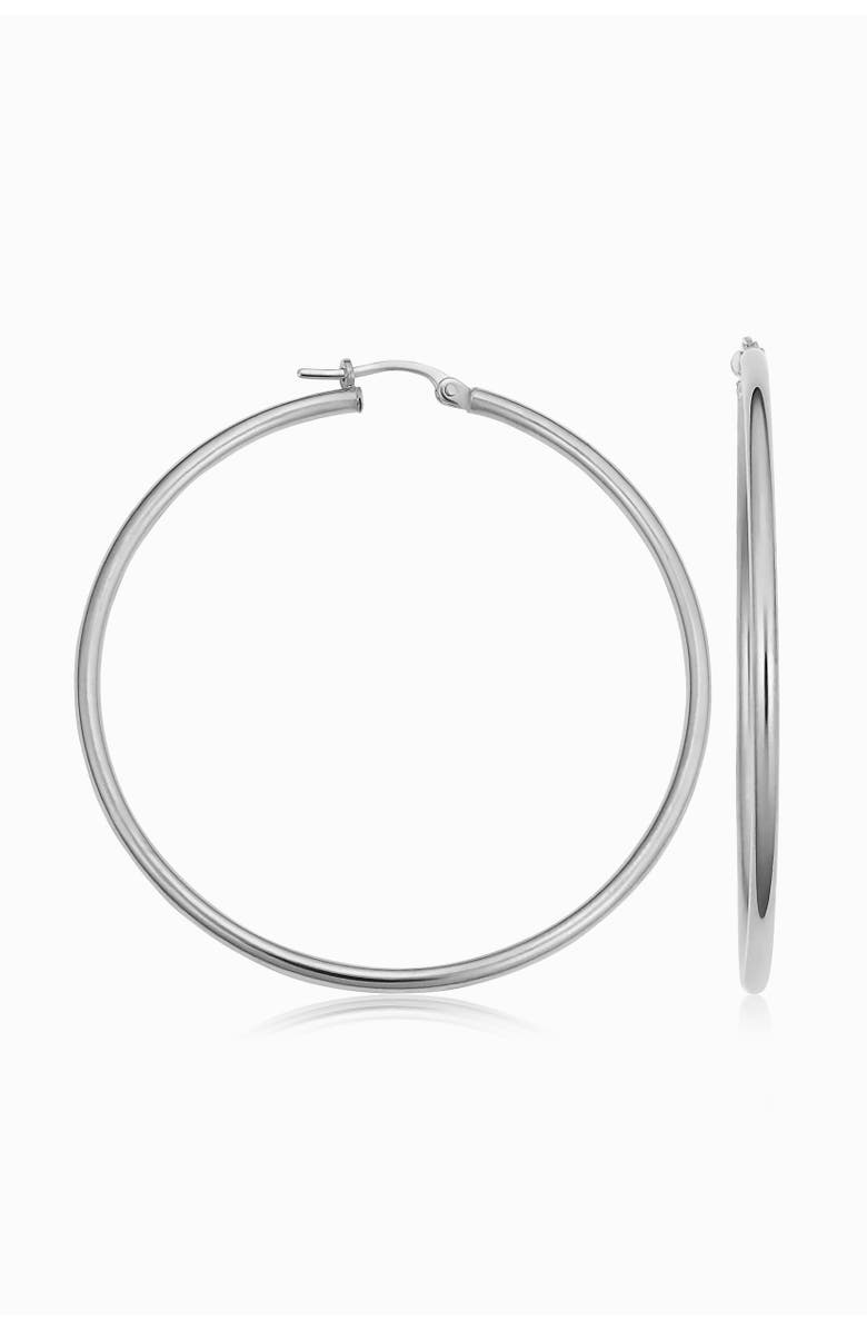 Oradina 14K White Gold Everything Large Hoop Earrings, Main, color, White Gold