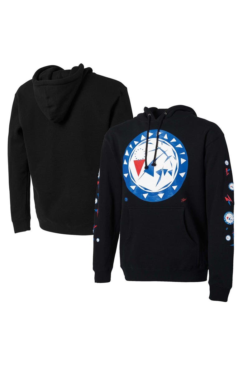 Men's NBA x Naturel Black Philadelphia 76ers No Caller ID Pullover Hoodie, Main, color, Black