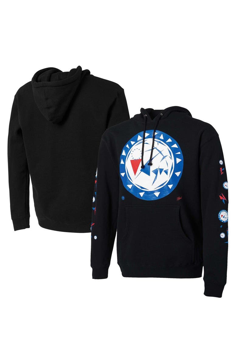 NBA X Naturel Men's NBA x Naturel Black Philadelphia 76ers No Caller ID Pullover Hoodie, Main, color, Black