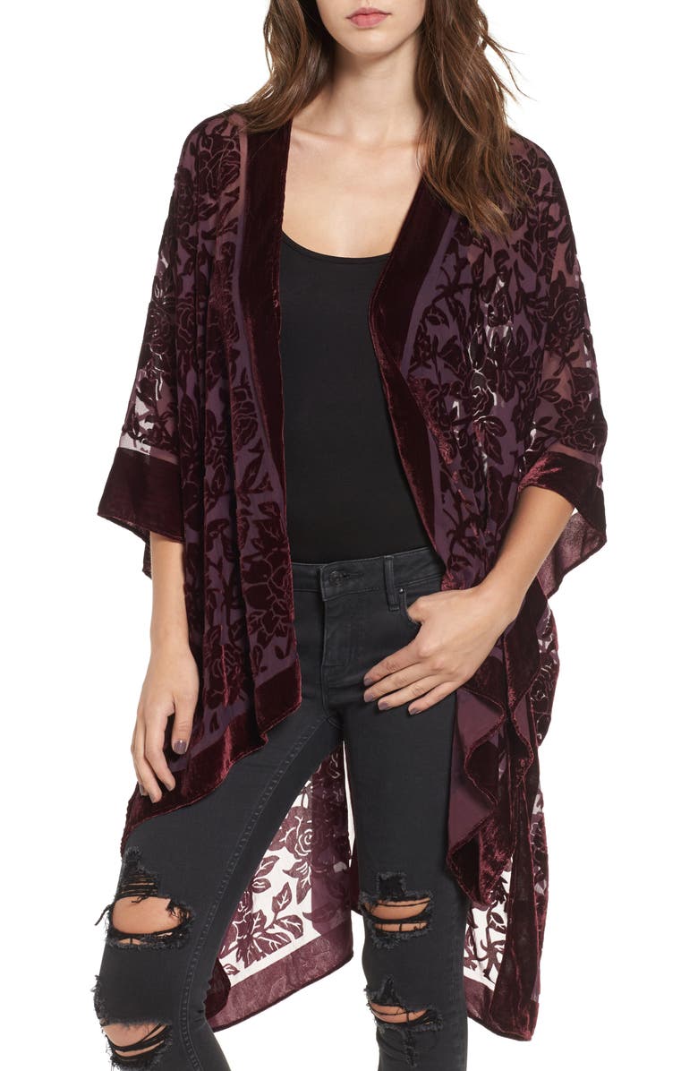 WOVEN HEART GIRLS Burnout Velvet Kimono, Main, color, 