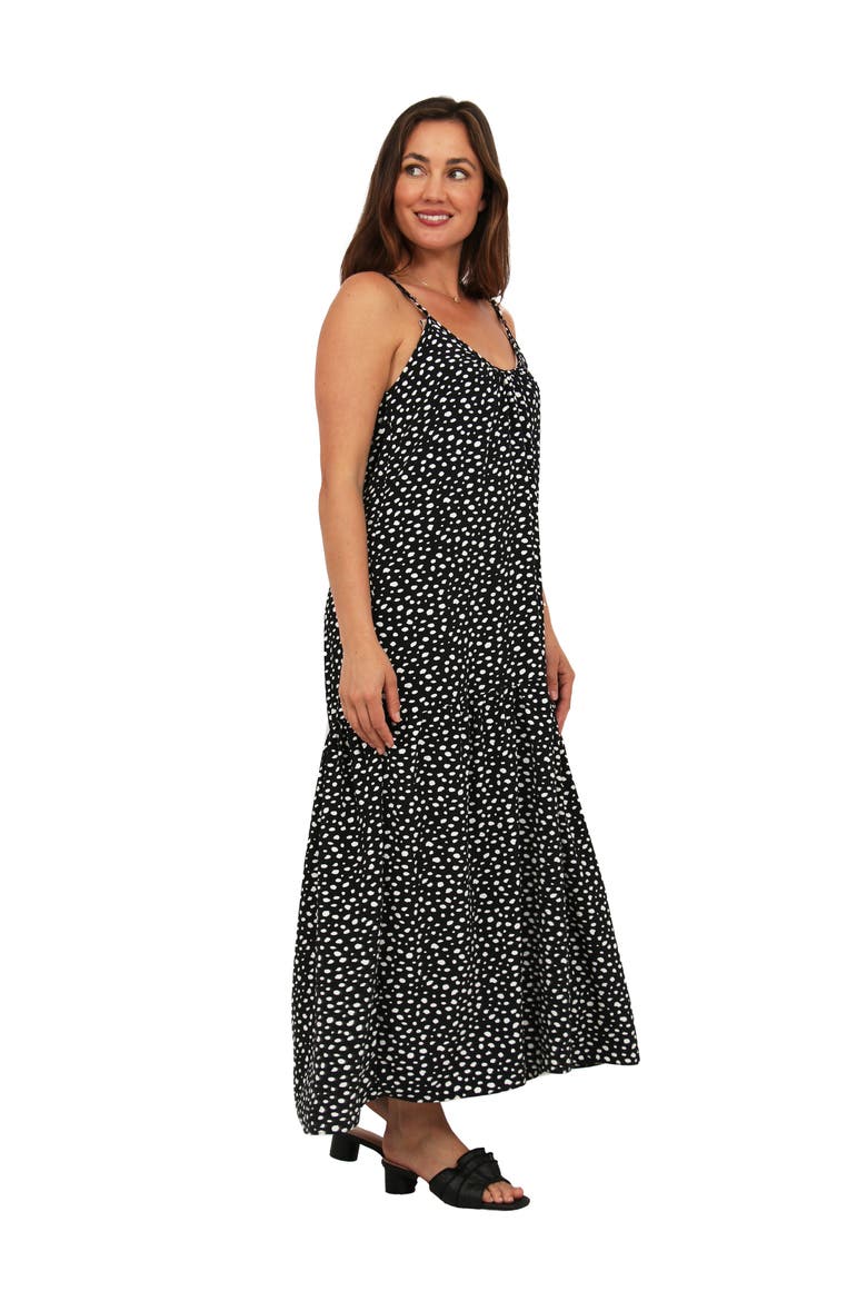 Womens Essential Dots Print Scoop Neck Spaghetti Strap Pocket A-Line Maxi Dress, Alternate, color, Black Multi