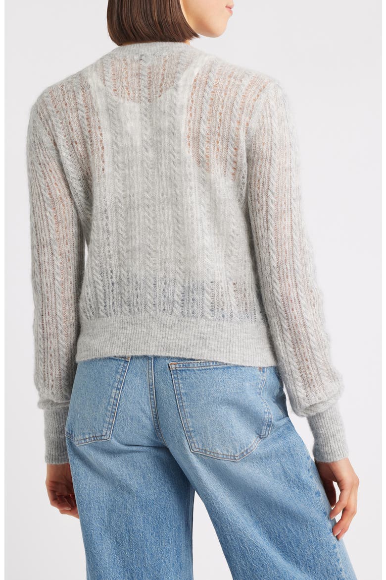 Pointelle Stitch Alpaca Blend Cardigan, Alternate, color, HEATHER LIGHT GREY
