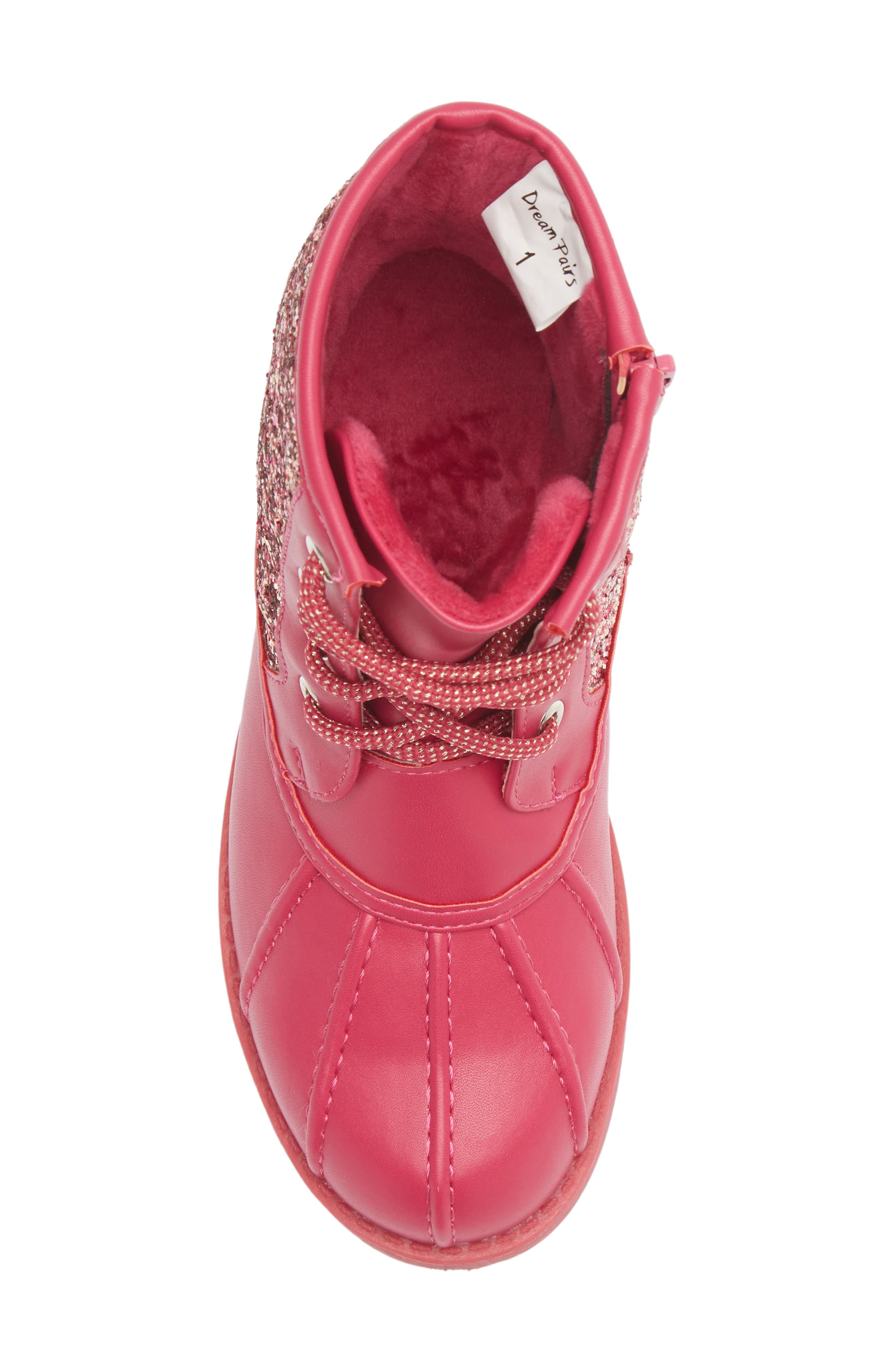 DREAM PAIRS Glitter Duck Boot, Alternate, color, Fuchsia