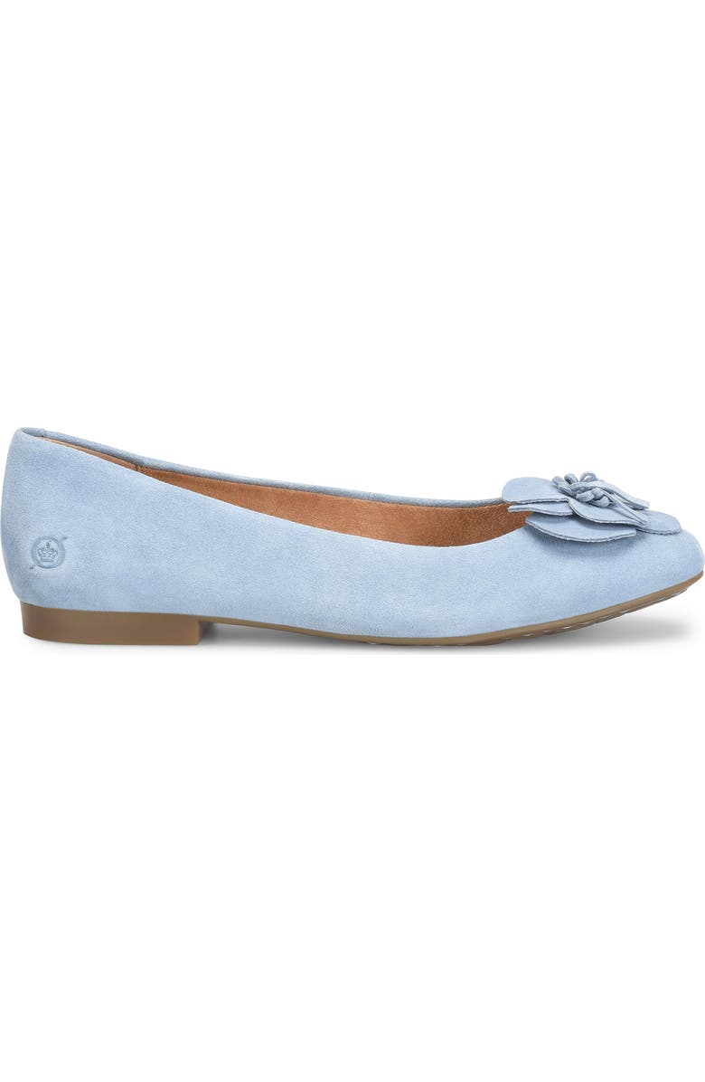 Børn Petula Flower Embellished Flat, Alternate, color, Light Blue Suede