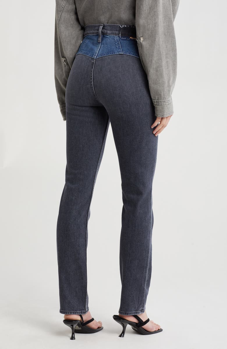 MOTHER The Double Rocky Rider Nerdy Straight Leg Jeans, Alternate, color, Black And Blue