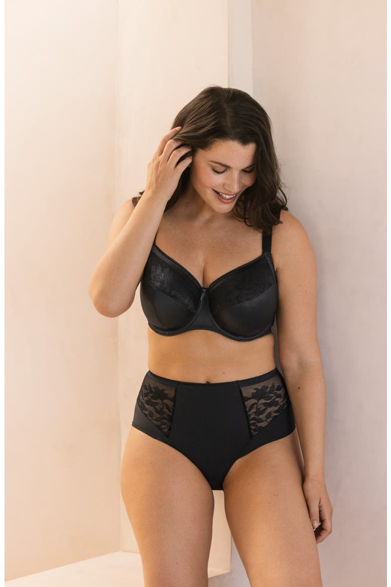 Illusion Underwire Side Support Bra, Alternate, color, BLACK