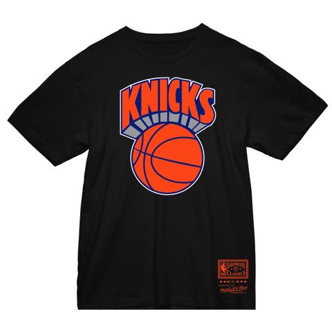 Men's Mitchell & Ness Black New York Knicks Hardwood Classics Vintage Logo T-Shirt