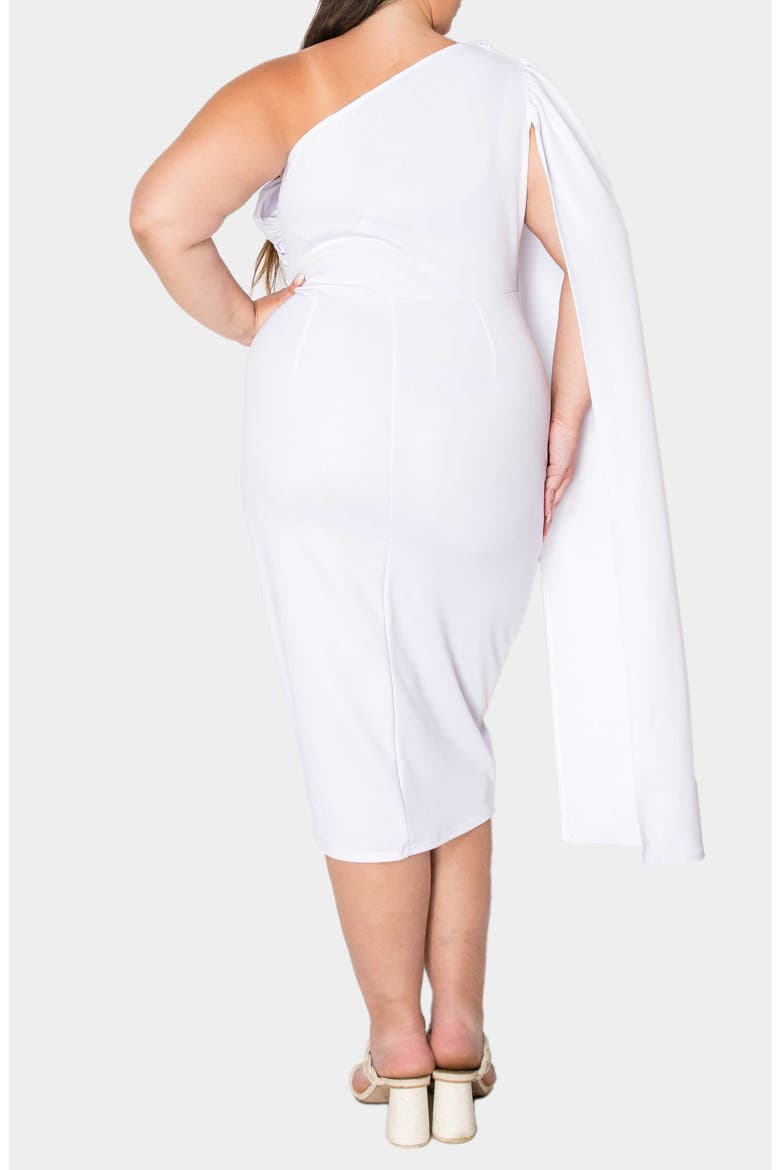 Spade One-Shoulder Cape Dress, Alternate, color, WHITE
