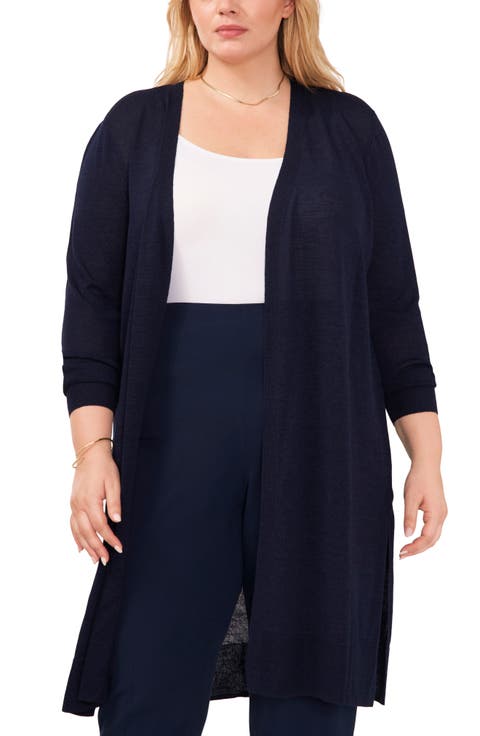 Linen Blend Cardigan (Plus)