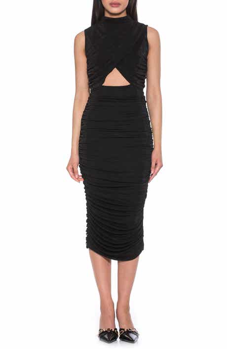 Alexia Admor Khloe Sleeveless Ruched Cutout Midi Dress