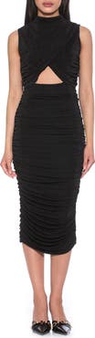 Alexia Admor Khloe Sleeveless Ruched Cutout Midi Dress
