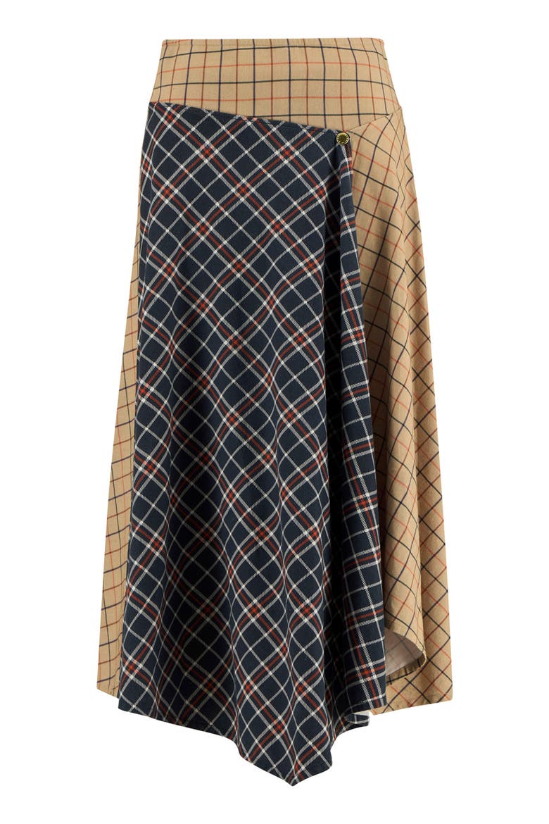 Dalbury Mix Tartan Asymmetric Maxi Skirt, Alternate, color, MULTI CHECK