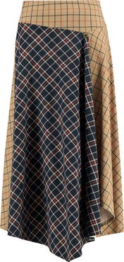 Barbour Dalbury Mix Tartan Asymmetric Maxi Skirt