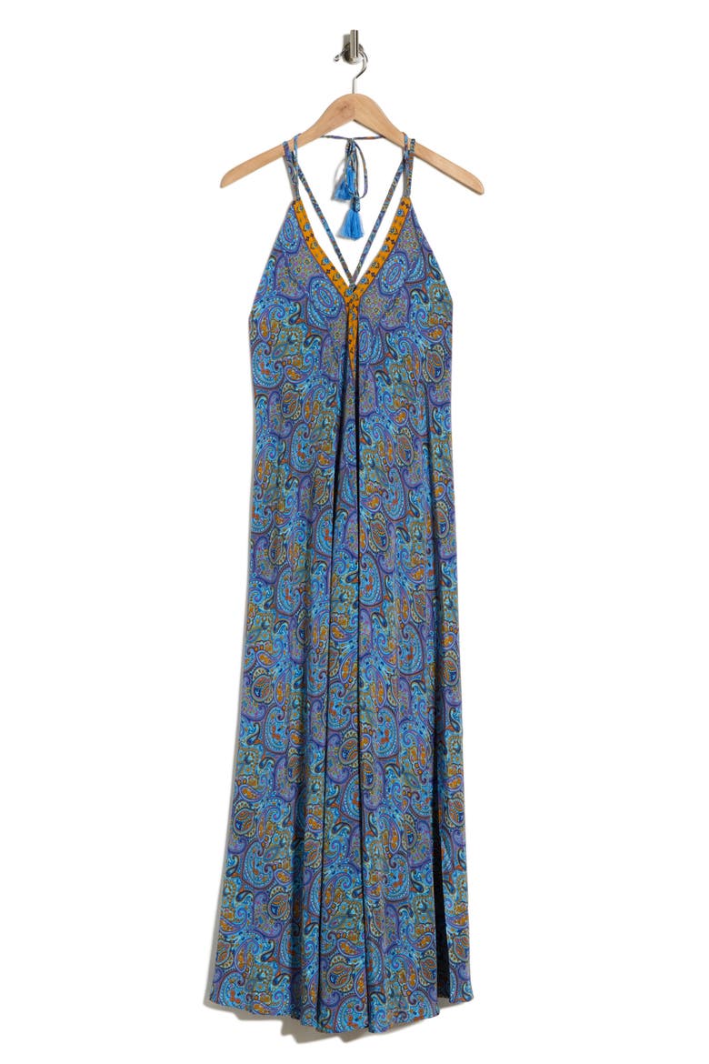 Francesca Halter Tie Maxi Dress, Alternate, color, BLUE