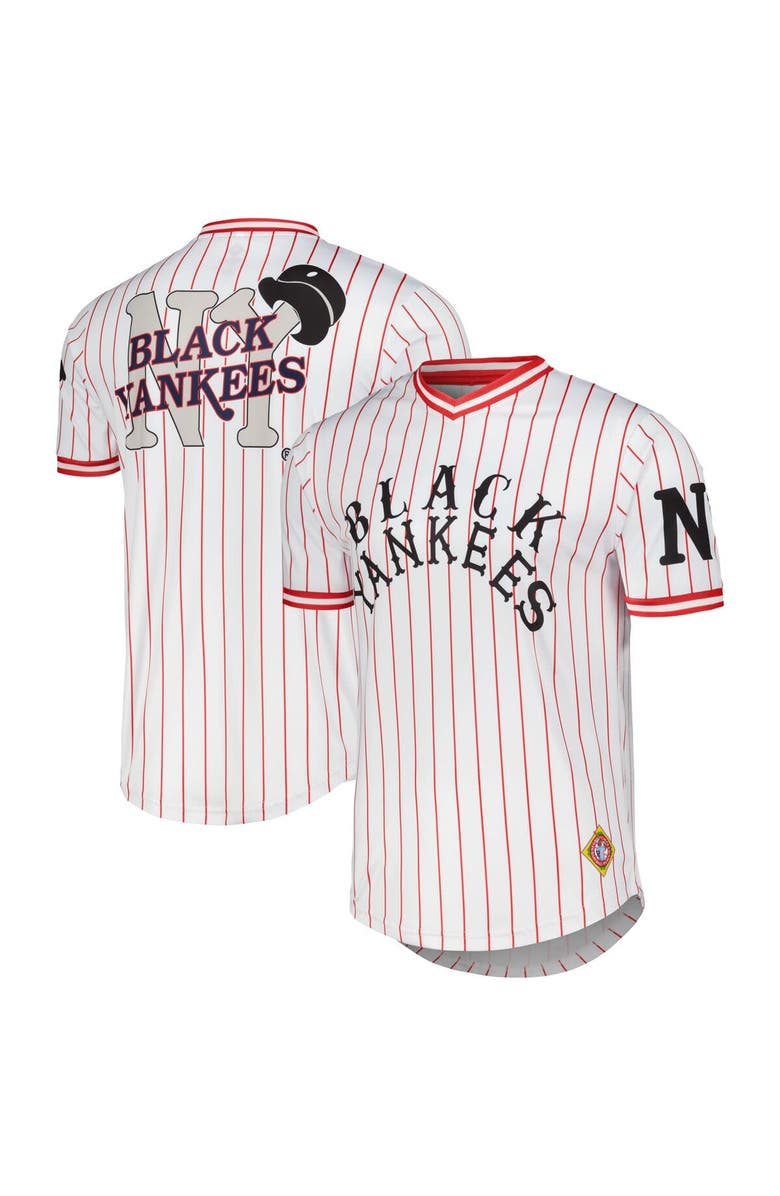 STITCHES Men's Stitches White Black Yankees V-Neck Jersey, Main, color,