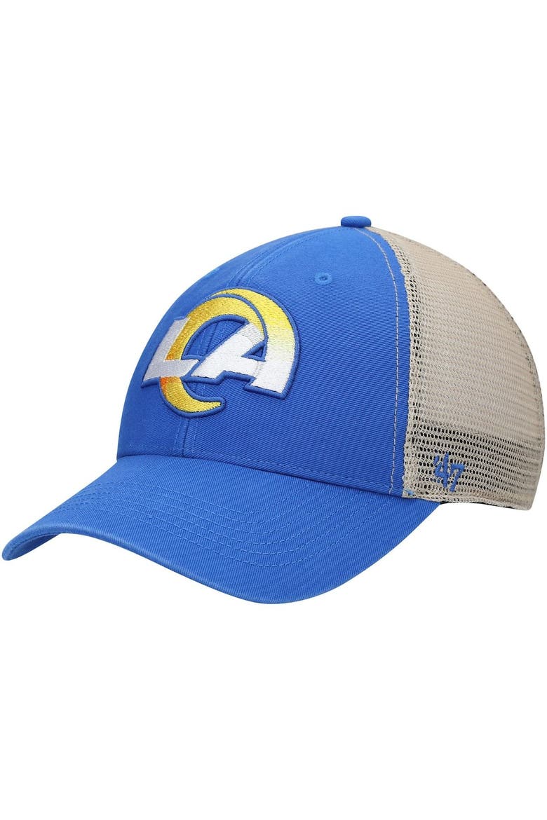 Men's '47 Royal/Natural Los Angeles Rams Flagship Logo MVP Snapback Hat, Main, color, Royal