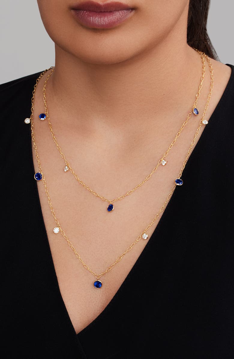Mindi Mond Ceylon Sapphire & Diamond Tinsel Necklace, Alternate, color, 18K Yellow Gold