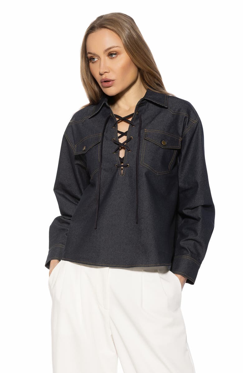 Alexia Admor Thalina Lace-Up Western Shirt, Alternate, color,