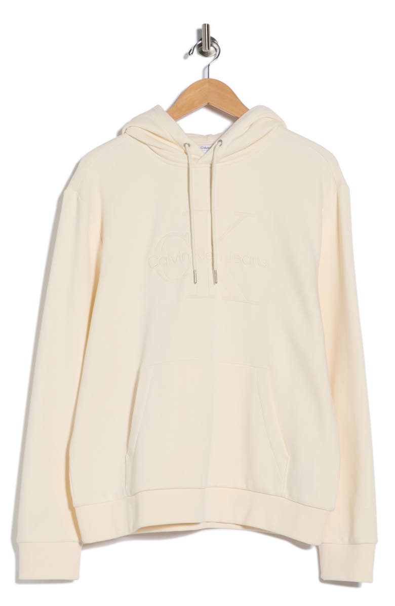 Calvin Klein Tonal Logo Hoodie, Alternate, color, Antique White