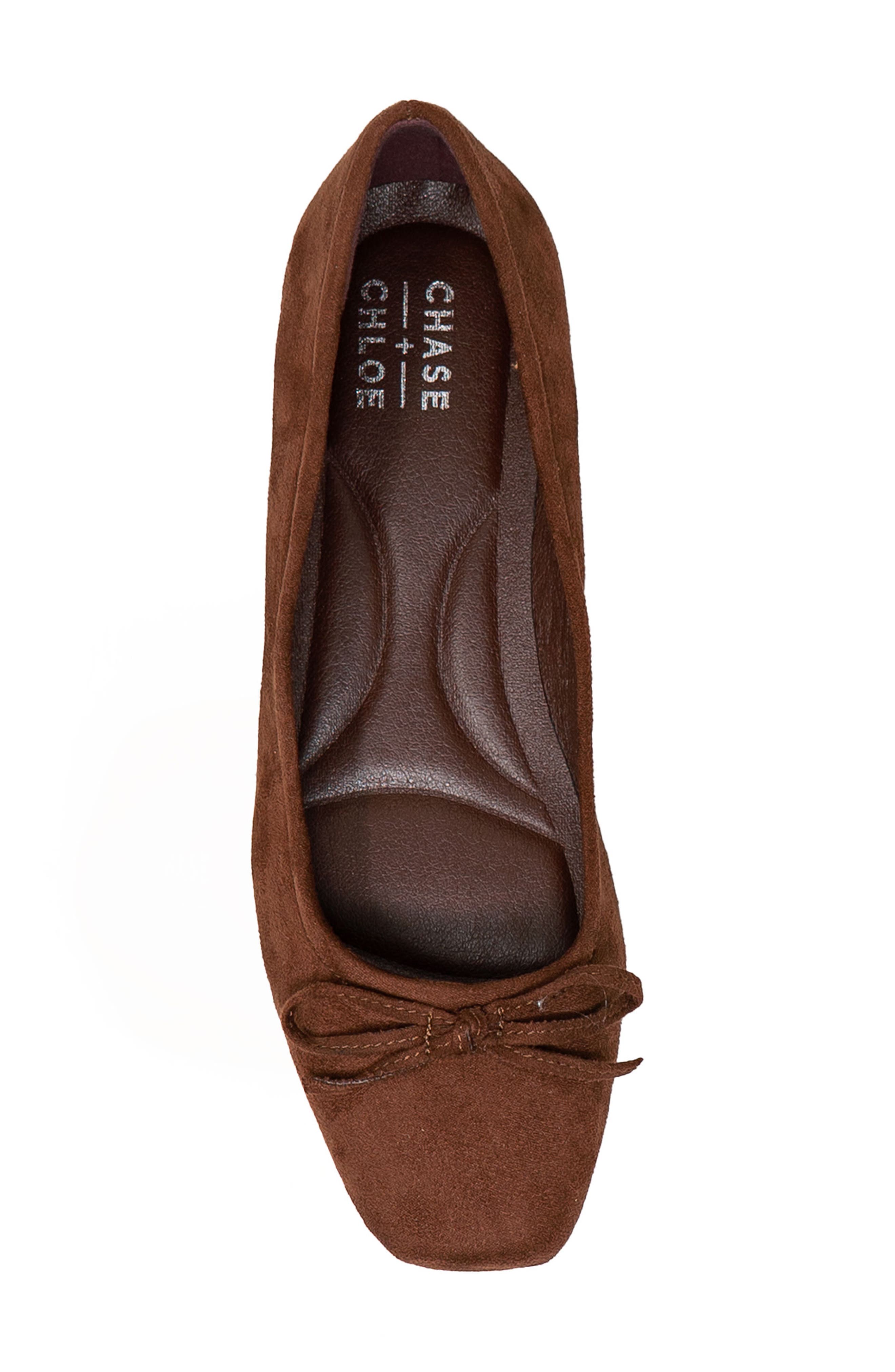 CHASE AND CHLOE Bow Ballet Flat, Alternate, color, Brown