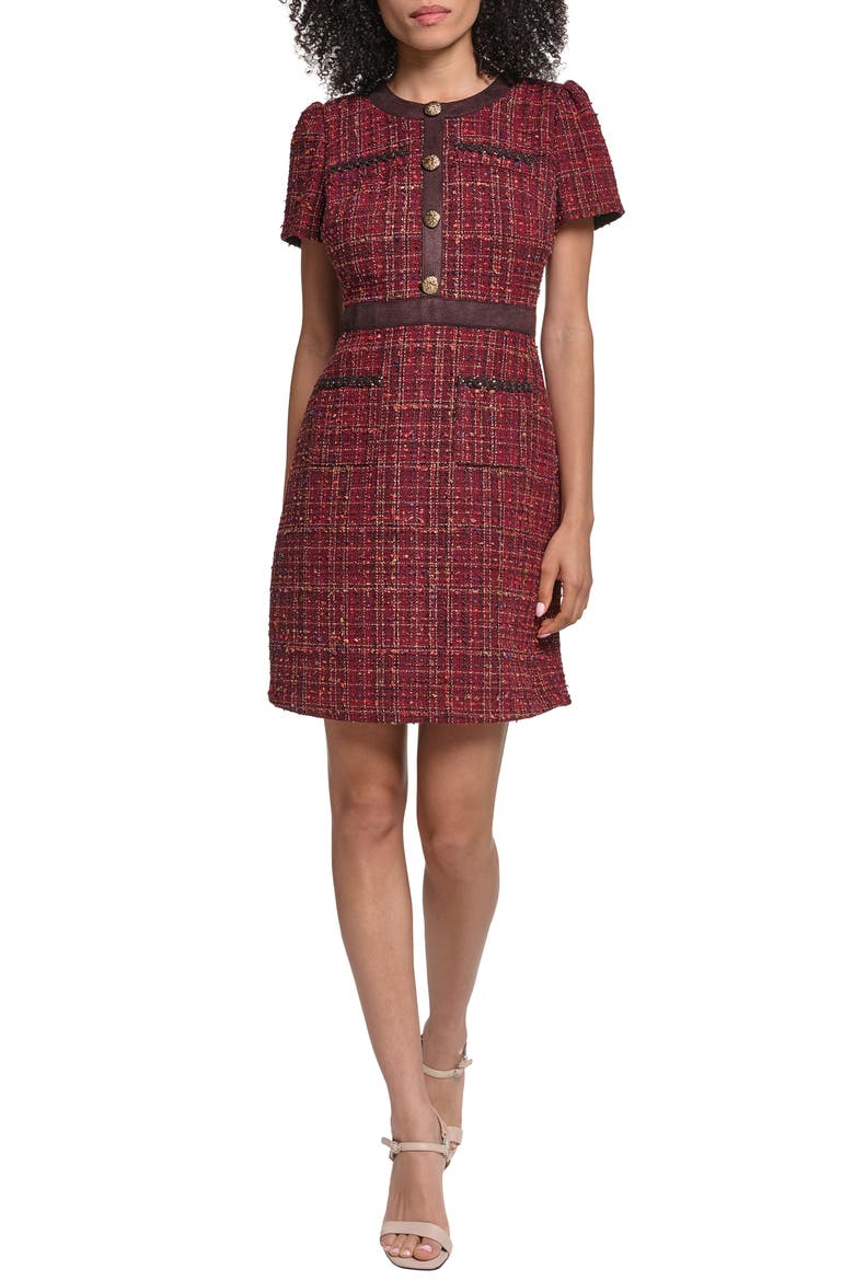 Tweed Sheath Minidress, Main, color, ESPRESSO MULTI