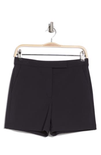 Theory Waist Tab Cotton Blend Shorts In Dark Navy