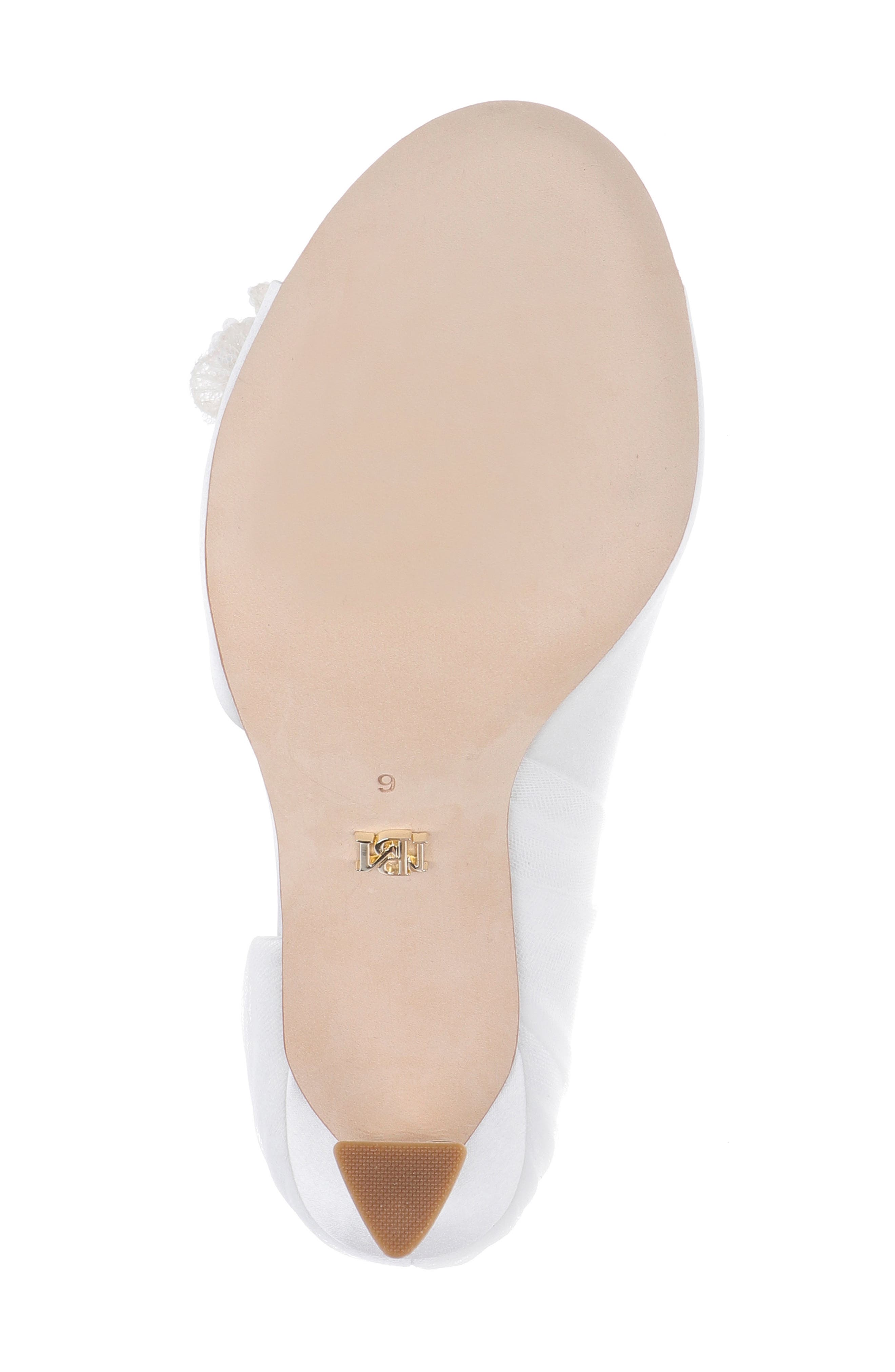 Badgley Mischka Collection Yana Sequin Flower Sandal, Alternate, color, White Satin
