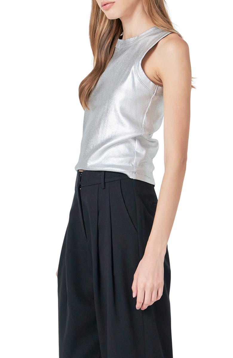 Endless Rose Metallic Ribbed Top, Alternate, color, 